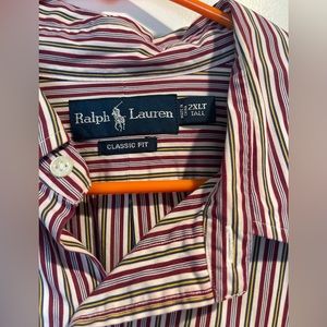 Mens Long Sleeve Button Down Striped Ralph Lauren Dress Shirt Size 2XL Tall